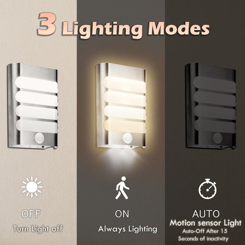 Leadleds مصابيح حائط LED مع مستشعر حركة قابلة للشحن، عبوة 2، أضواء حائط LED لاسلكية، هيكل ألمنيوم فاخر، يمكن لصقها في أي مكان، ضوء ليلي يعمل تلقائيًا - Image 3
